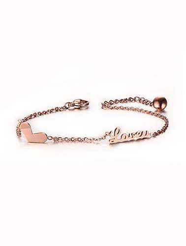 Bracelet Ajustable en Titane Plaqué Or Rose en Forme de Coeur