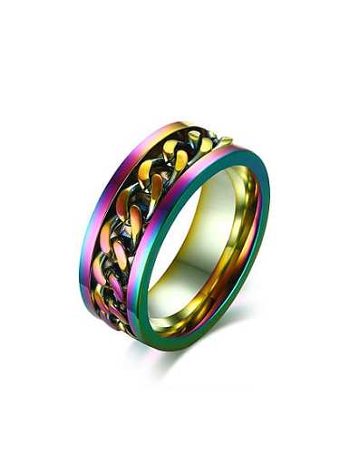 خاتم رجالي من التيتانيوم مطلي متعدد الألوان على شكل هندسي