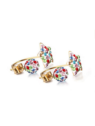 Multi-color Star Shaped Gold Plated Rhinestones Stud Earrings