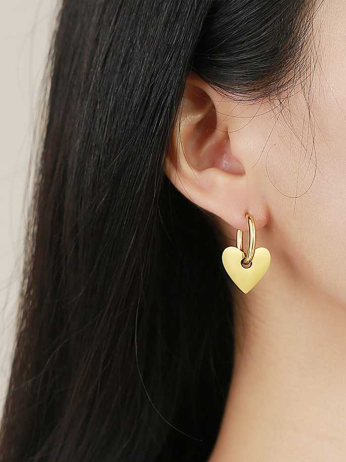 Brass Smooth Heart Minimalist Huggie Earring