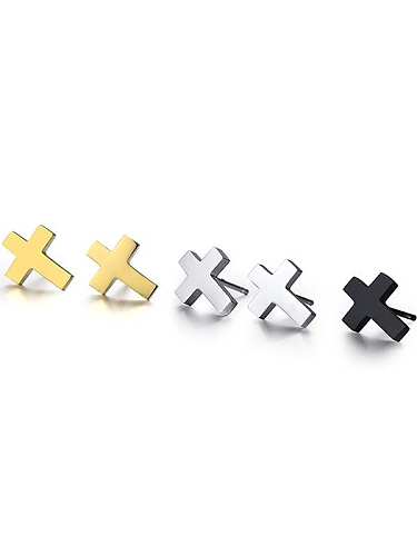 Minimalistischer Huggie-Ohrring aus Edelstahl mit Kreuz