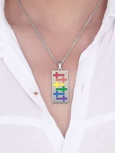 Fashionable Square Shaped Glue Stainless Steel Pendant