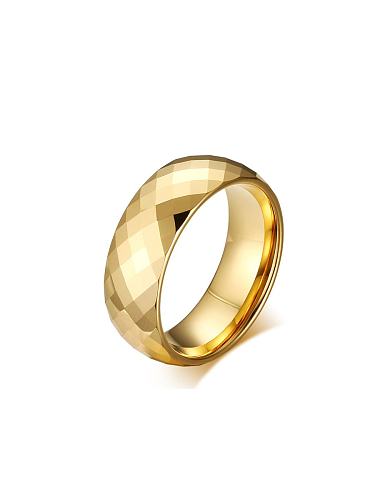 Anéis de banda geométrica simplista folheados a ouro com tungstênio