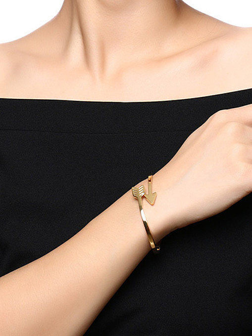 All-match Open Design Gold Plated Arrow Shaped Bangle