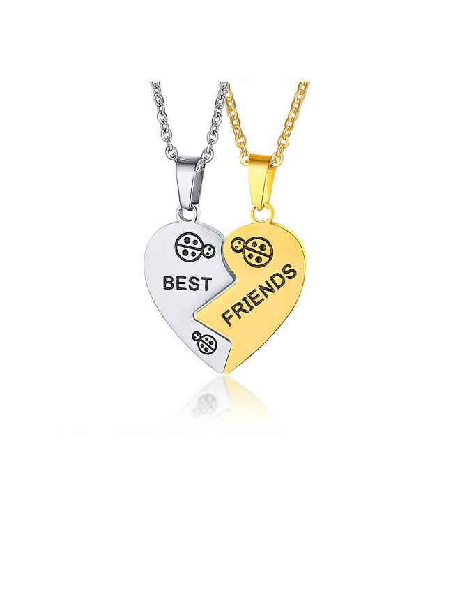 Stainless Steel With English Alphabet Simplistic Heart Necklaces