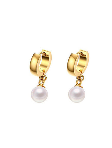 Trendige vergoldete künstliche Perlen-Titan-Tropfen-Ohrringe