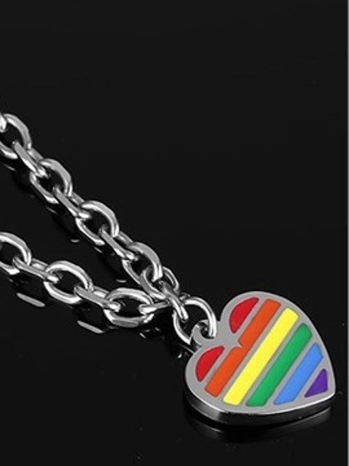 Bracelet en acier inoxydable de colle en forme de coeur coloré exquis