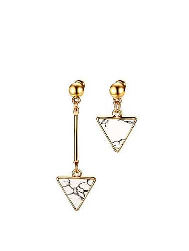 All-match Triangle Shaped Stone Asymmetric Titanium Drop Earrings