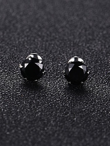 Fashionable Round Shaped Black Rhinestone Stud Earrings