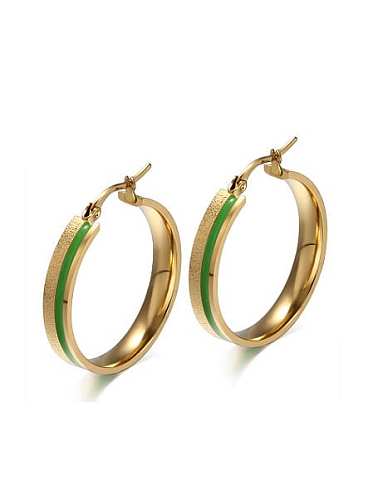 Personality Gold Plated Green Geometric Glue Drop Earrings