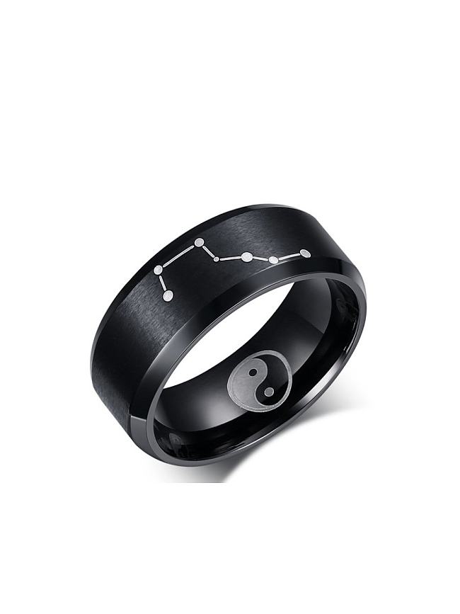 Stainless Steel With Gun Plated Punk Star Band Rings