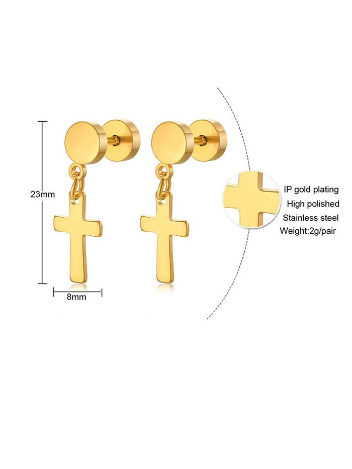 Edelstahl mit glatten, vereinfachten Kreuz-Ohrringen