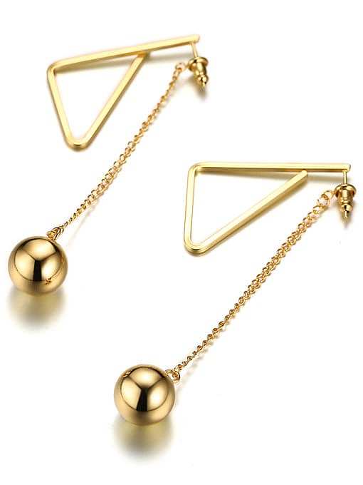 All-match Gold Plated Round Shaped Titanium Drop Earrings