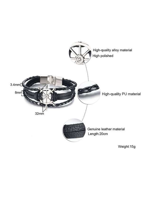 Stainless Steel With White Gold Plated Simplistic Hollow Rudder Bracelets