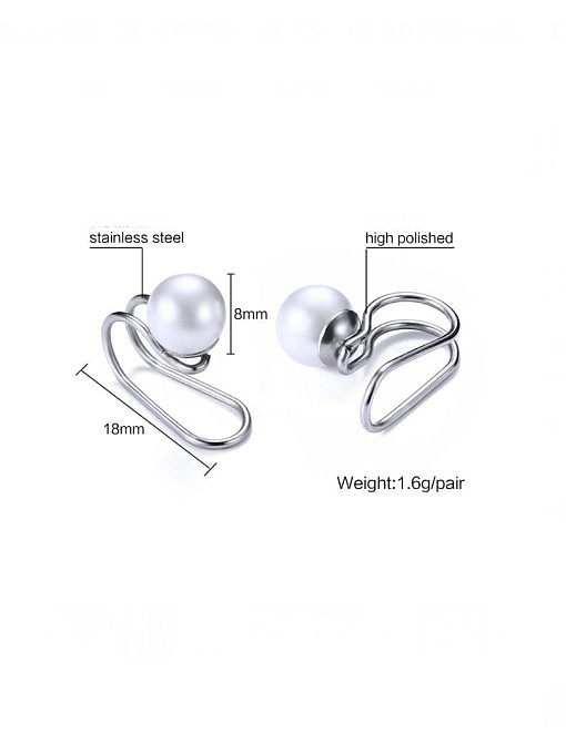 Titanium Steel Imitation Pearl Geometric Minimalist Stud Earring