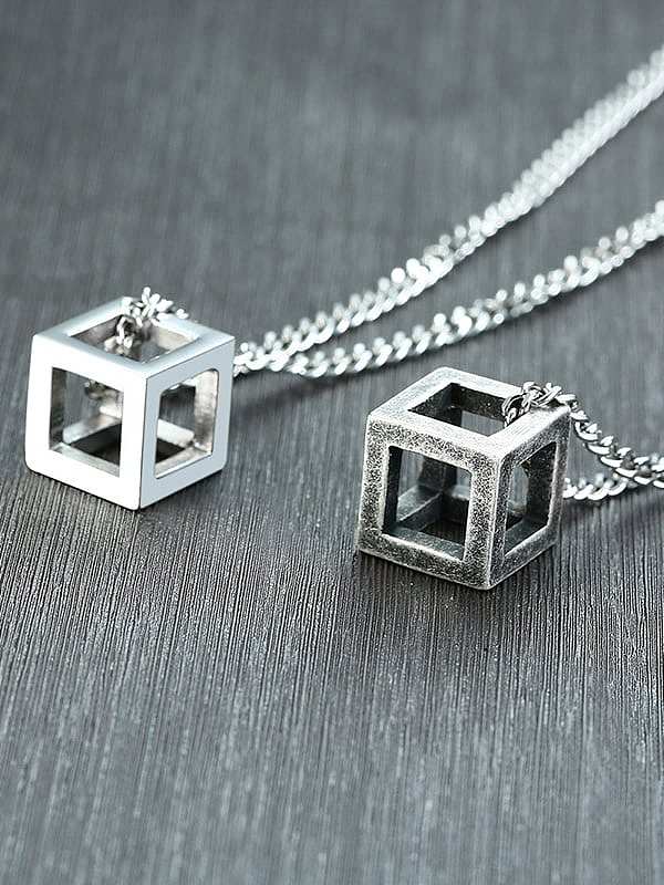 Stainless Steel With Platinum Plated Simplistic Hollow Square Necklaces