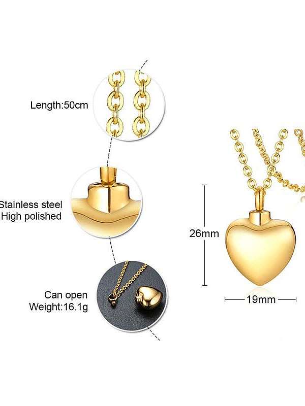 Titanium Steel Smooth Heart Minimalist Pendant Necklace