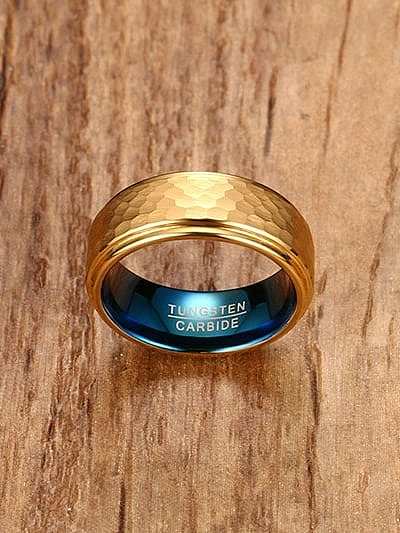 Men Luxury Gold Plated Geometric Tungsten Ring