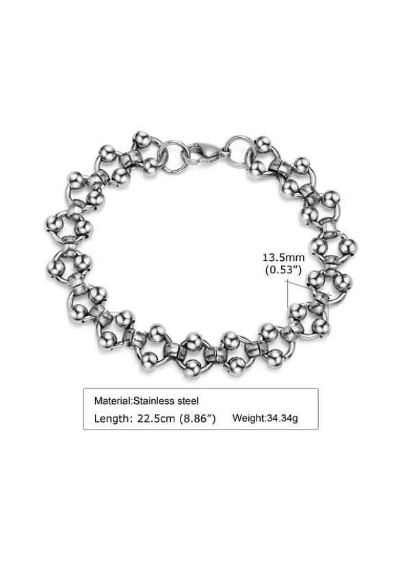 Titanium Steel Bead Geometric Hip Hop Link Bracelet