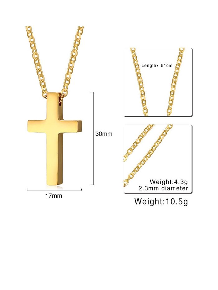 Collar religioso minimalista de cruz lisa de acero inoxidable