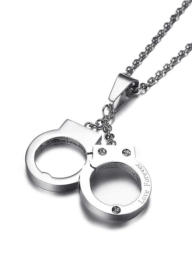 Personality Handcuffs Shaped Rhinestones Stainless Steel Pendant