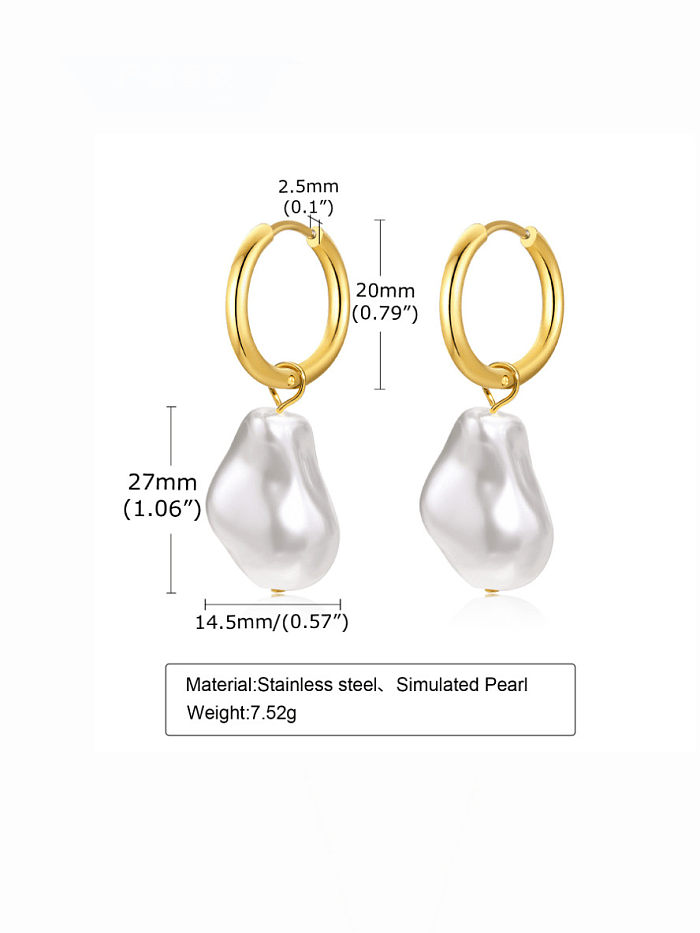Stainless steel Freshwater Pearl Irregular Minimalist Earring
