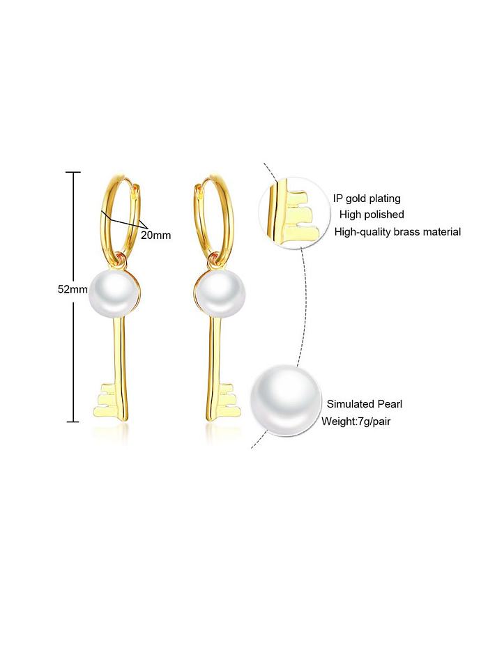 Edelstahl mit vergoldeten, schlichten Schlüsselclip-Ohrringen