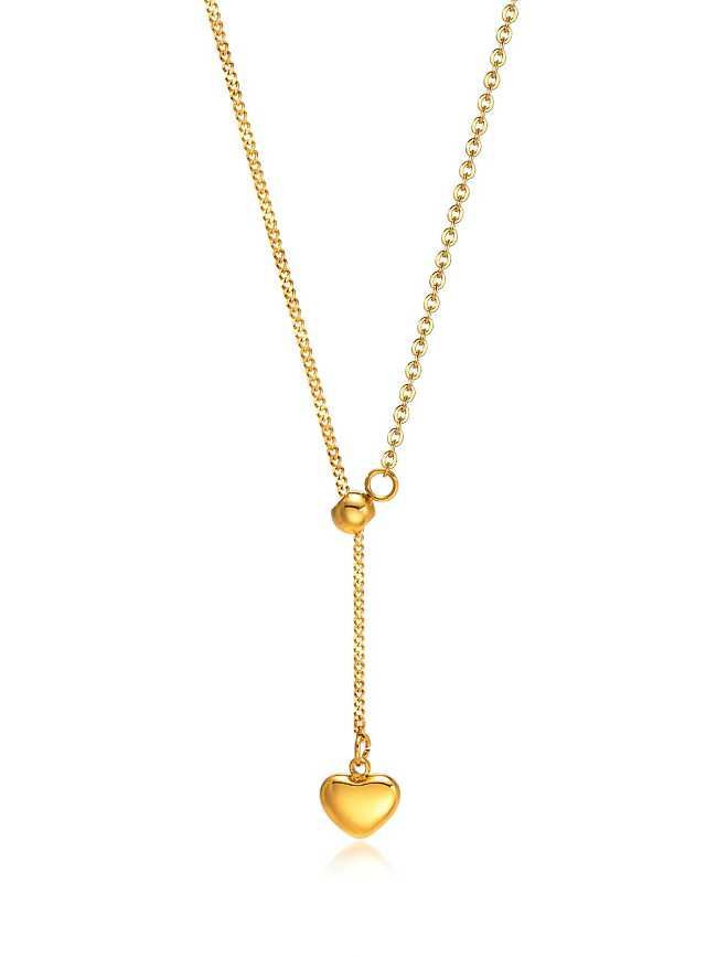 Stainless steel Heart Tassel Minimalist Tassel Necklace