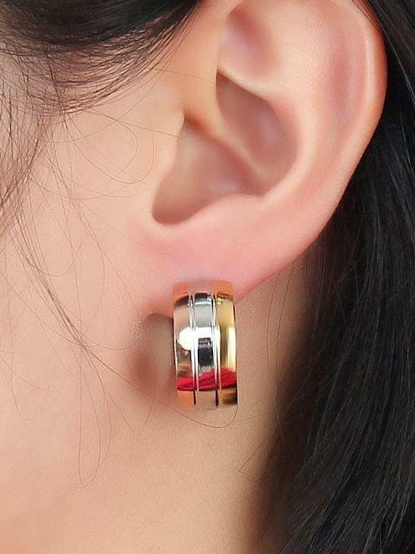 All-match Three Color Design Geometric Shaped Clip Earrings
