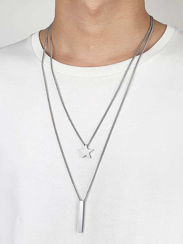 Geometrische, minimalistische, religiöse Halskette aus Titanstahl