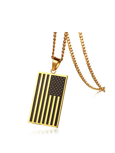 Personality Flag Shaped Gold Plated Titanium Pendant