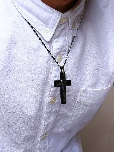 Stainless Steel Letter Cross Minimalist Regligious Necklace