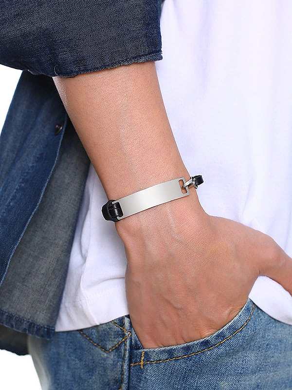 Stainless Steel With White Gold Plated Simplistic Square Bracelets