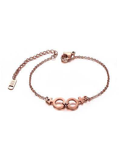 All-match Geometric Shaped Rose Gold Plated Titanium Bracelet