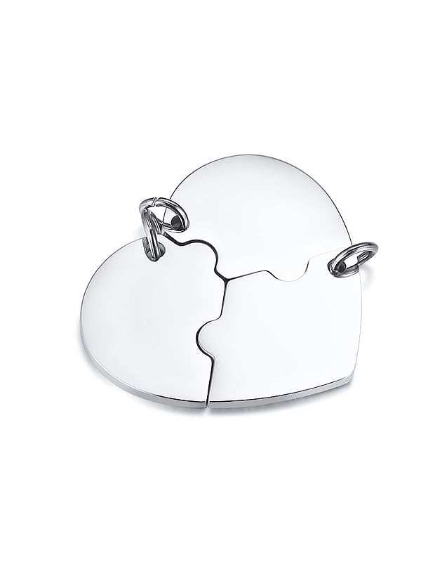 Colliers multi-rangs en forme de cœur en acier inoxydable avec puzzle simpliste plaqué platine