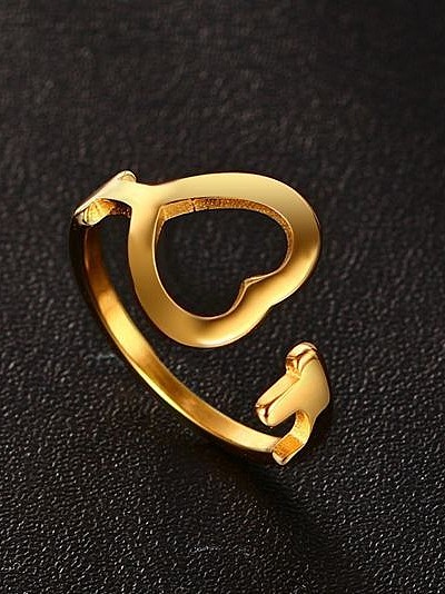 All-match Open Design Heart Shaped Titanium Ring