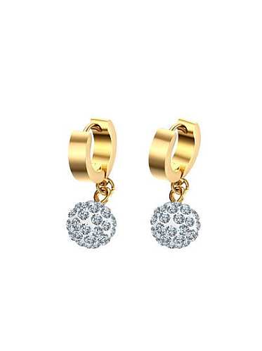 Fashion Gold Plated Ball Shaped Rhinestone Drop Earrings