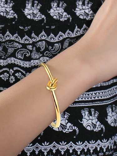 Open Design Gold Plated Knot Shaped Titanium Bangle