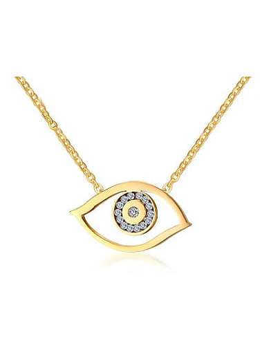 Collar de diamantes de imitación en forma de ojo chapado en oro que combina con todo