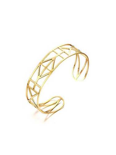 Trendy Hollow Geometric Shaped Gold Plated Bangle