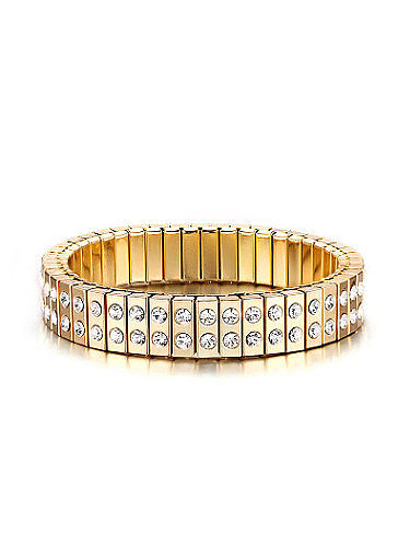 Fashion Gold Plated Double Layer Rhinestone Titanium Bangle