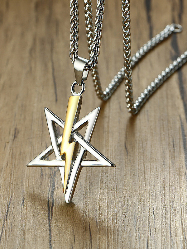 Stainless Steel With Two-color plating Simplistic Star Lightning Necklaces