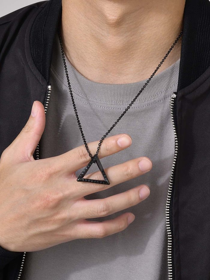 Stainless steel Hip Hop Triangle Pendant