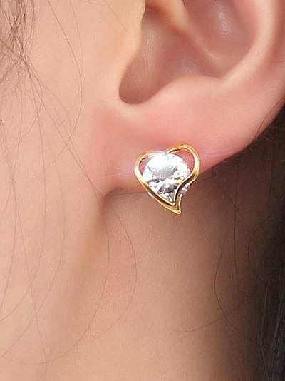 Elegante conjunto de joias de duas peças de titânio e zircônia em forma de coração