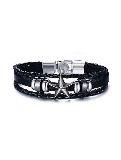 Retro Multi Layer Star Shaped Artificial Leather Bracelet