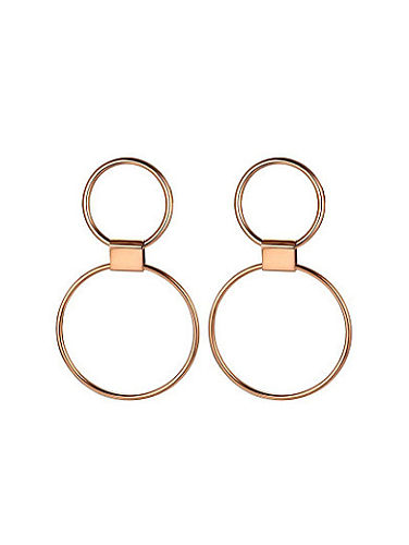 Trendy Rose Gold Plated Round Shaped Titanium Drop Earrings