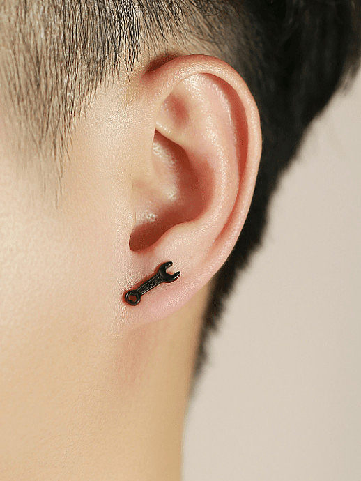Edelstahl unregelmäßiger Vintage einzelner Ohrring (einzeln - nur einer)
