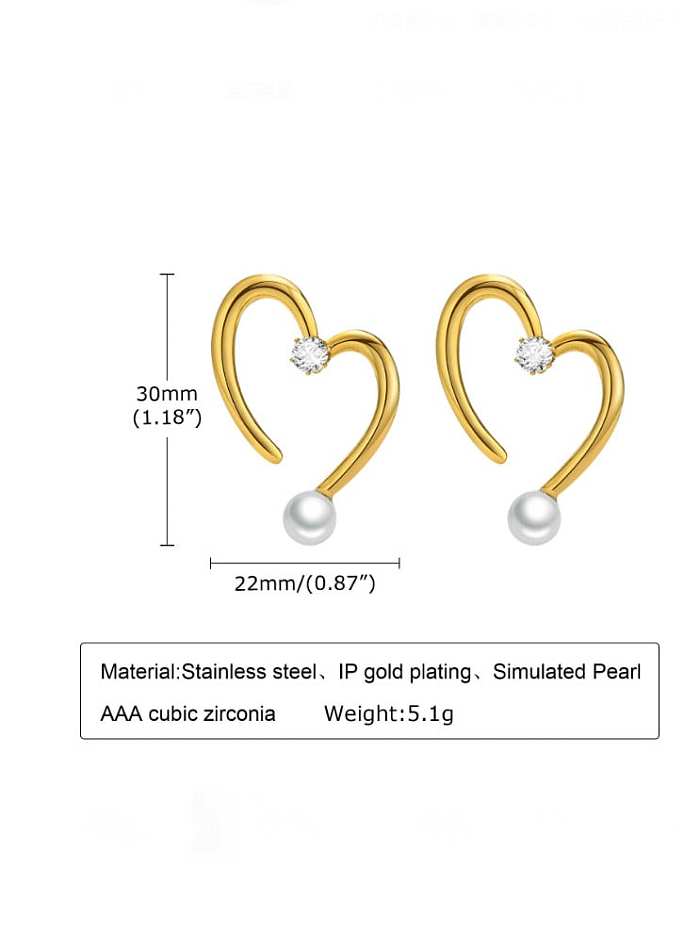 Titanium Steel Rhinestone Heart Minimalist Stud Earring