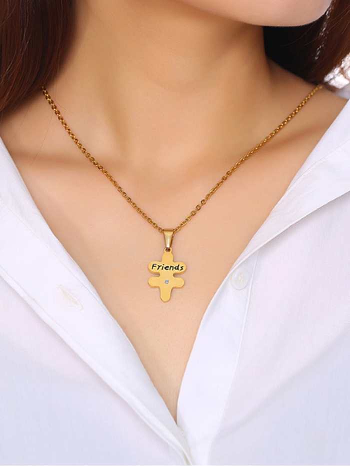 Stainless Steel With Plating gold Simple Love Pendant Necklaces