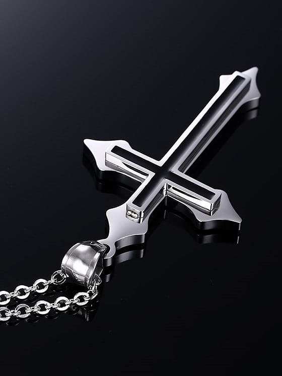 Minimalistische religiöse Halskette mit Kreuz aus Titanstahl